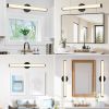 24-Inch LED Bathroom Vanity Light Fixture, 3000K Black Vanity Lighting with Frosted Acrylic Lampshade