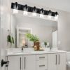 Rustic Wall Light Fixture in Matte Black Finish, 2/3/4/5/6 Light Bathroom Vanity Lighting with Clear Glass Shade