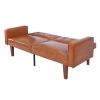 Modern PU Leather Futon Sofa with Tufted Backrest, Adjustable Reclining Couch with Wood & Metal Legs, Mid-Century Style Sofa for Living Room