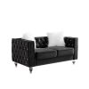 Velvet Upholstery Tufted Sofa Crystal Feet Loveseat Removable Cushion