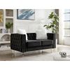 Velvet Upholstery Tufted Sofa Crystal Feet Loveseat Removable Cushion