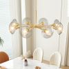 36" Modern Gold 8-Light Sputnik Chandelier with Clear Glass Shades, Mid-Century Hanging Pendant Light Fixture for Dining Room, Living Room