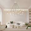 41" White & Golden Modern Chandelier Light Fixture, Branch Design with Frosted Tubes, Black Cords, Adjustable Height Pendant Light for Dining Room