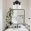 5-Light Bathroom Light Fixtures, Brushed Nickel Modern Vanity Lights Over Mirror with Clear Glass Shade