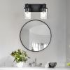 Rustic Wall Light Fixture in Matte Black Finish, 2/3/4/5/6 Light Bathroom Vanity Lighting with Clear Glass Shade