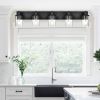 Rustic Wall Light Fixture in Matte Black Finish, 2/3/4/5/6 Light Bathroom Vanity Lighting with Clear Glass Shade